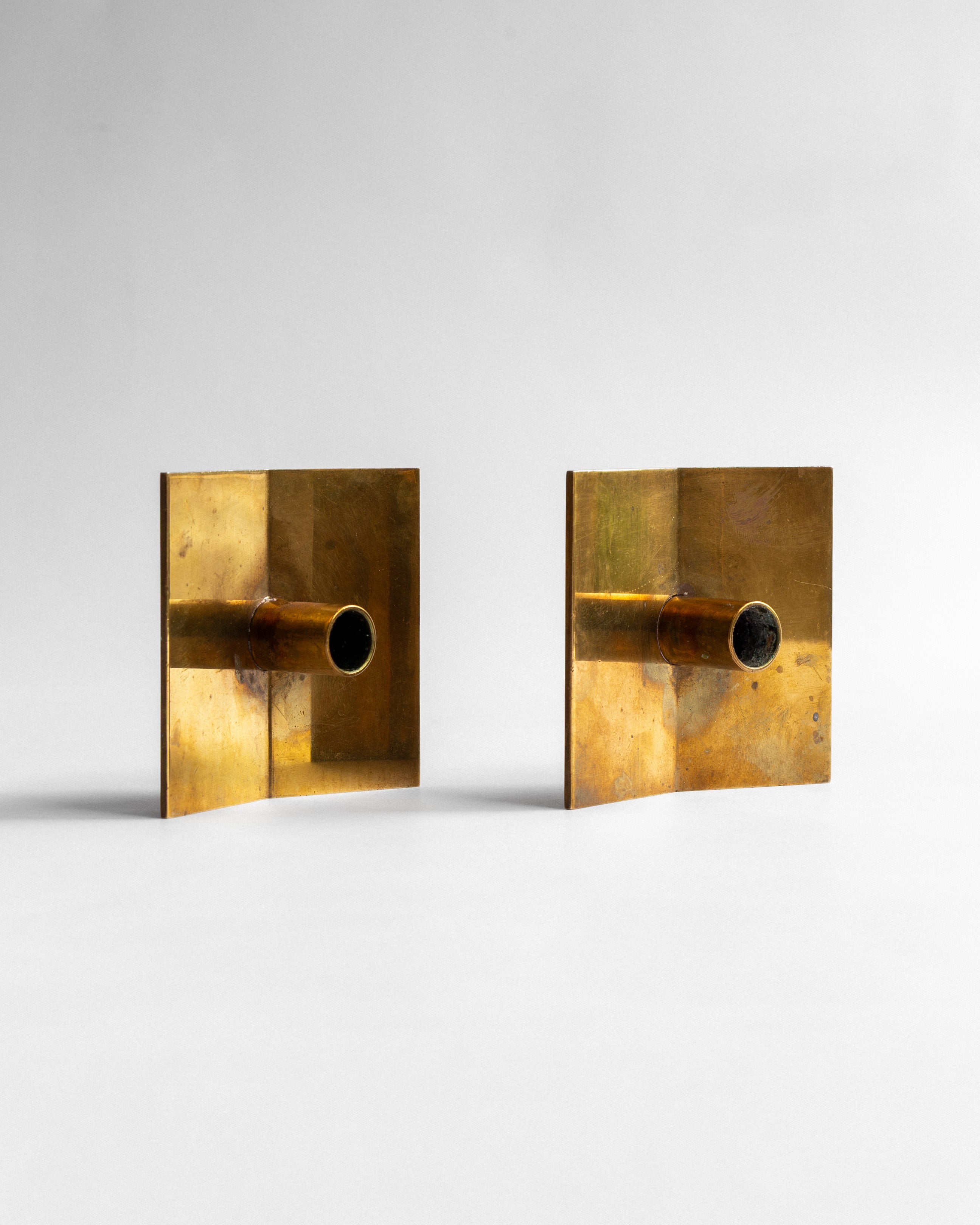 Mid-Century Brass Candlesticks by Pierre Forsell, Sweden, 1960s — lifestyle setting