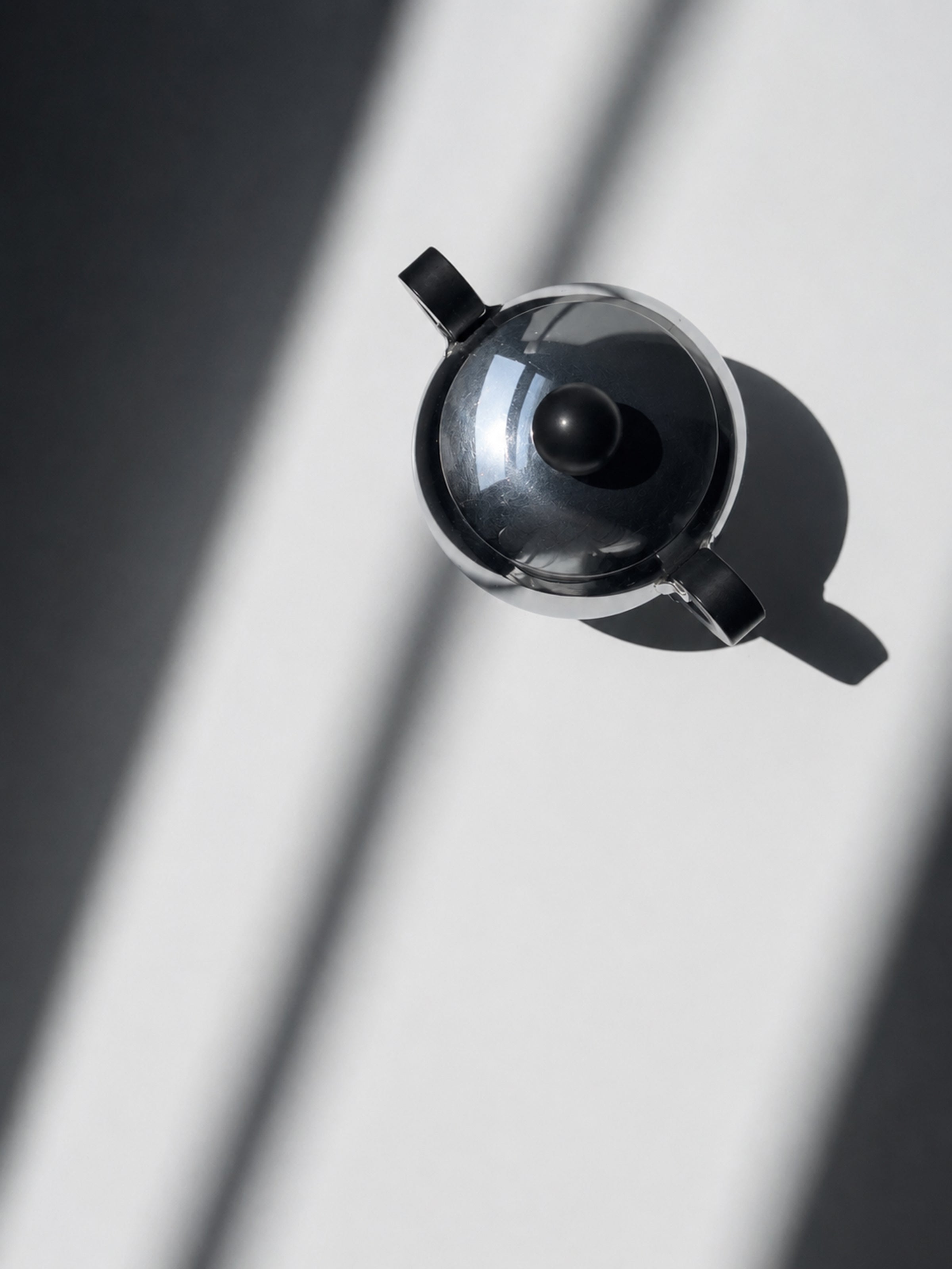 Italian sugar bowl by Alessi - 1940s design — detail view