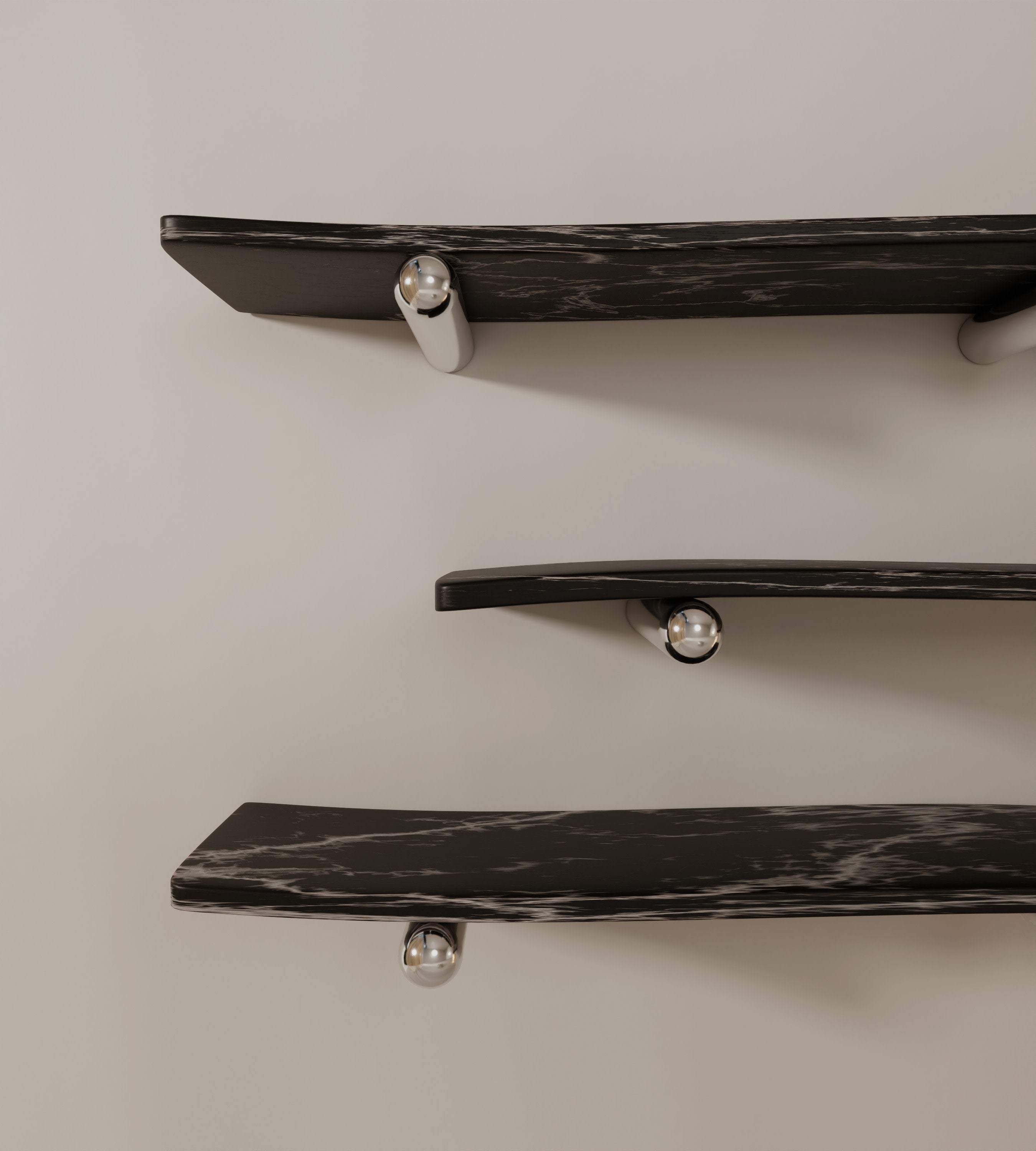“Velo” Shelves | Marble Stainless Steel — lifestyle setting