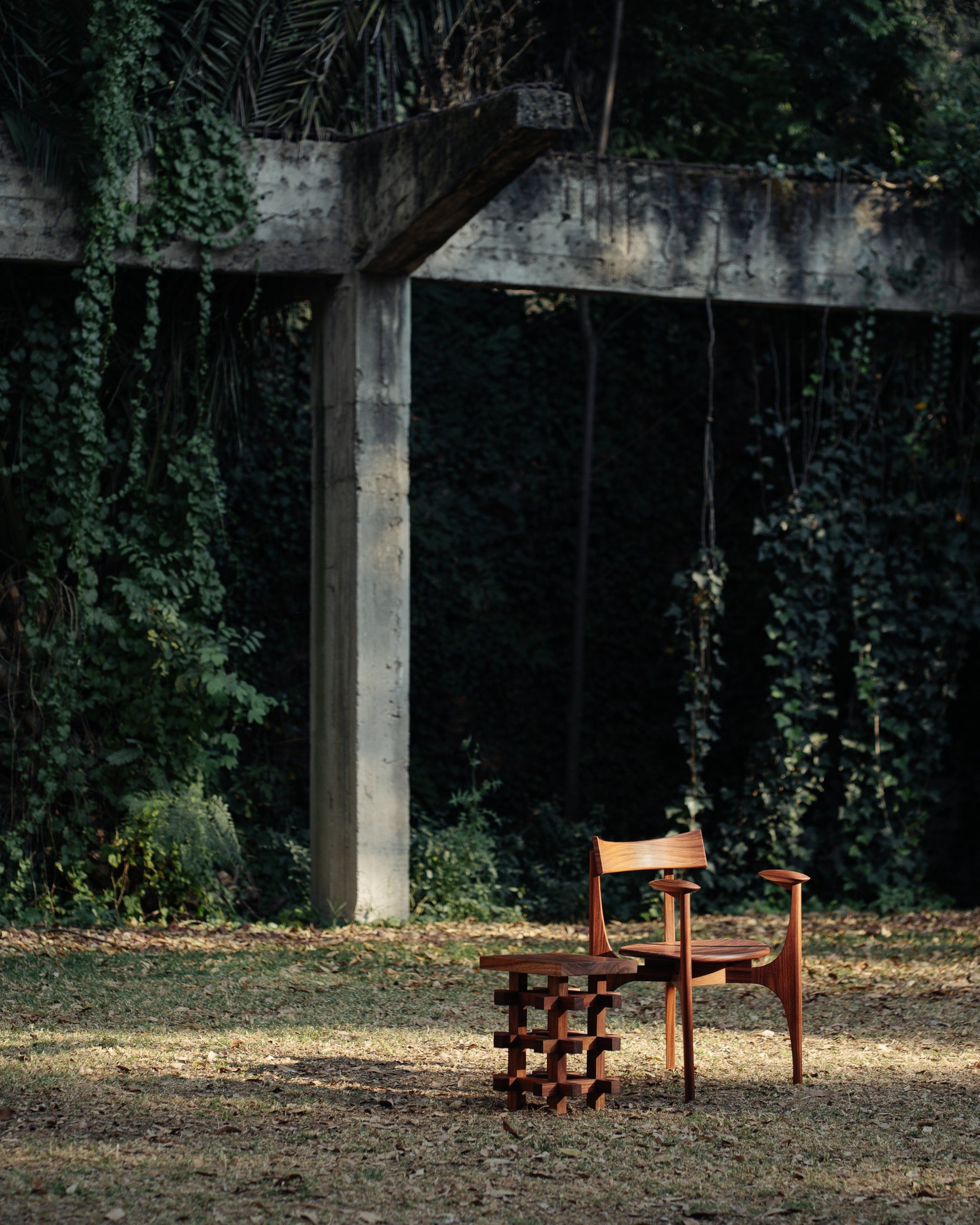Solid Wood Stool - JUNCO Series by Daniel Couttolenc, Tzalam — side angle