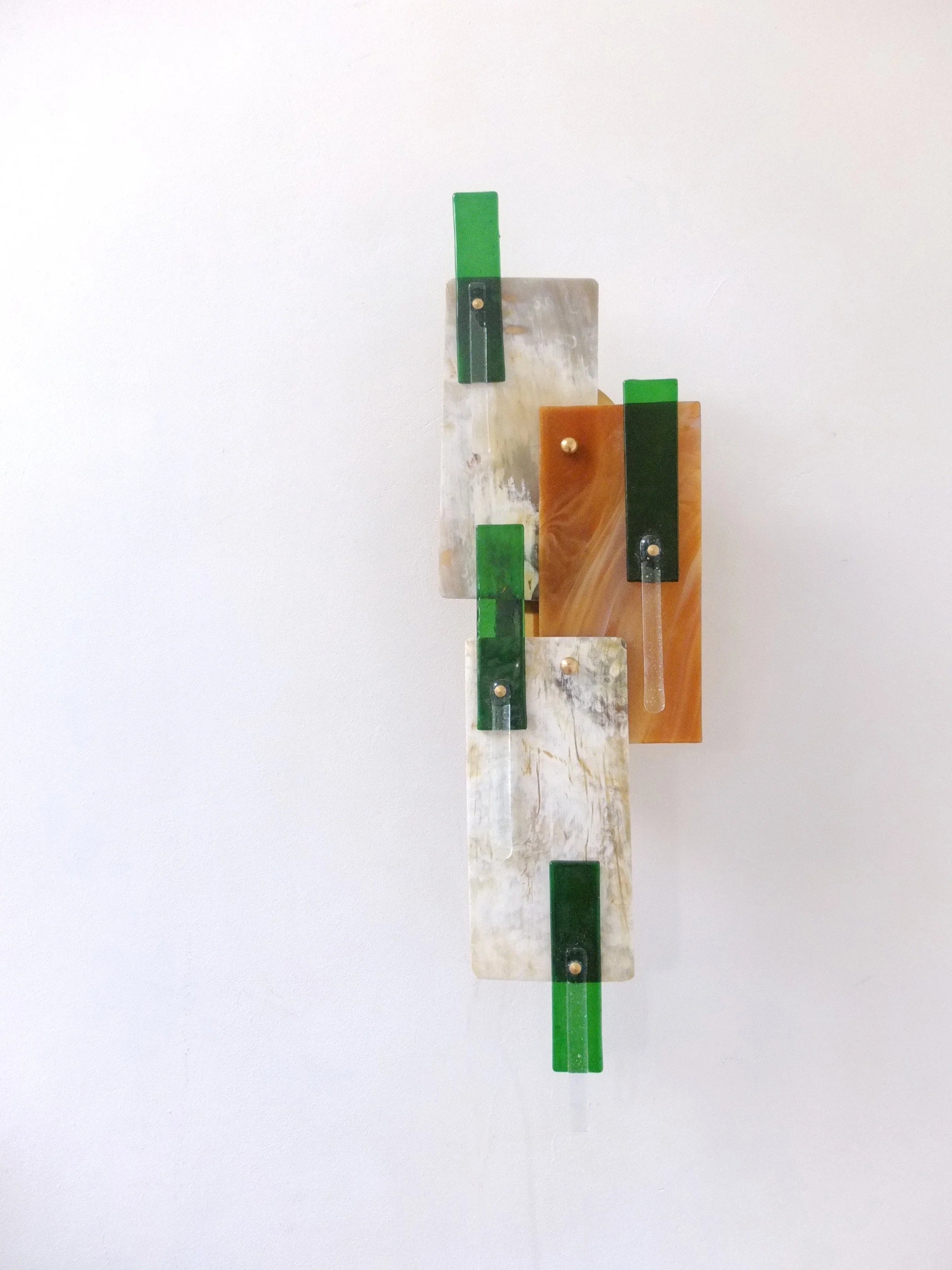 Horn and Glass Wall Light D2025 — mounted on white wall with green accents