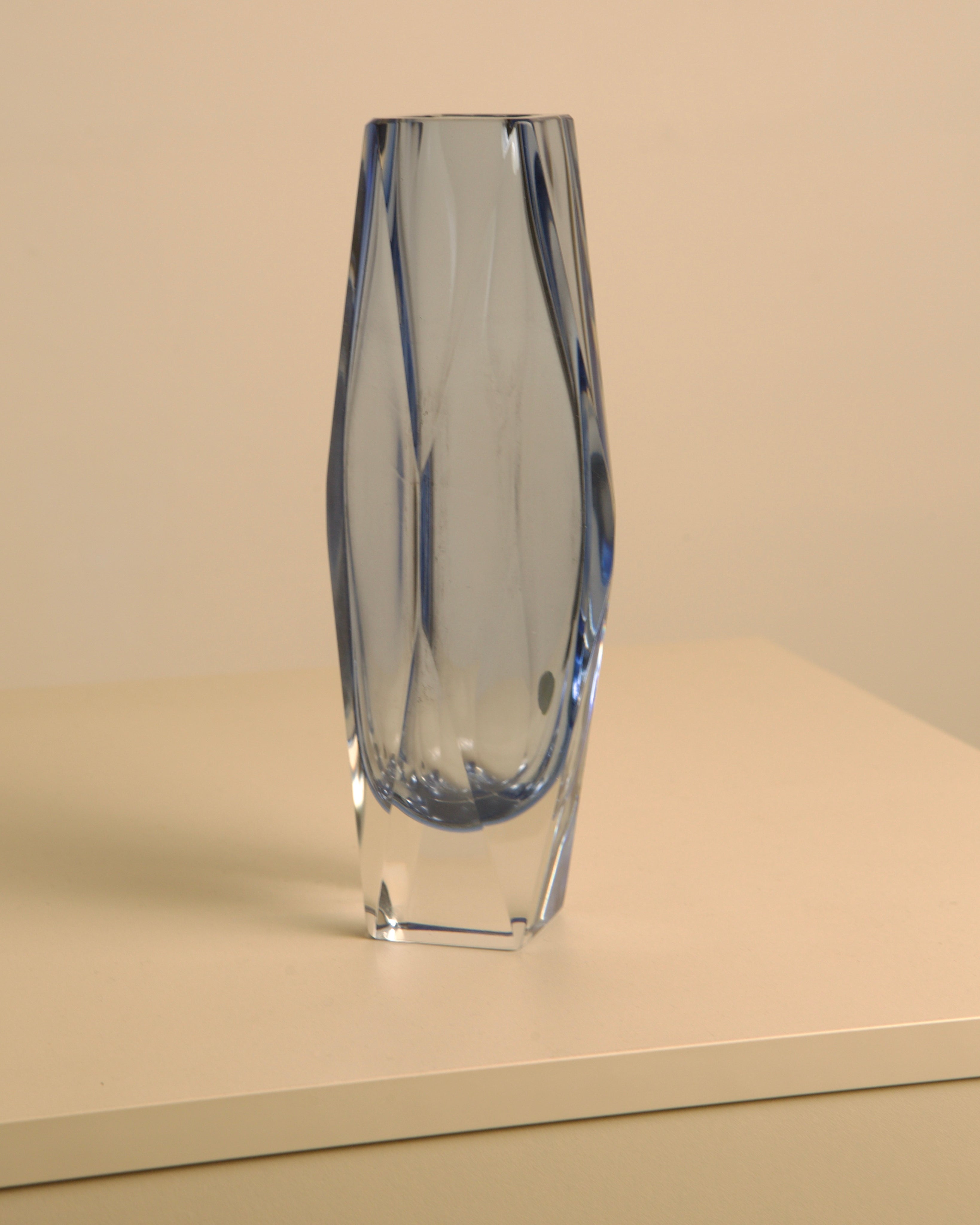 Sky blue crystal Diamant vase by Flavio Poli for Seguso
