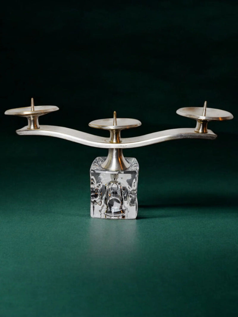 Ice Cube Candleholder by Peill & Putzler 70s by Malamar Studio | The Oblist — crystal and metal design