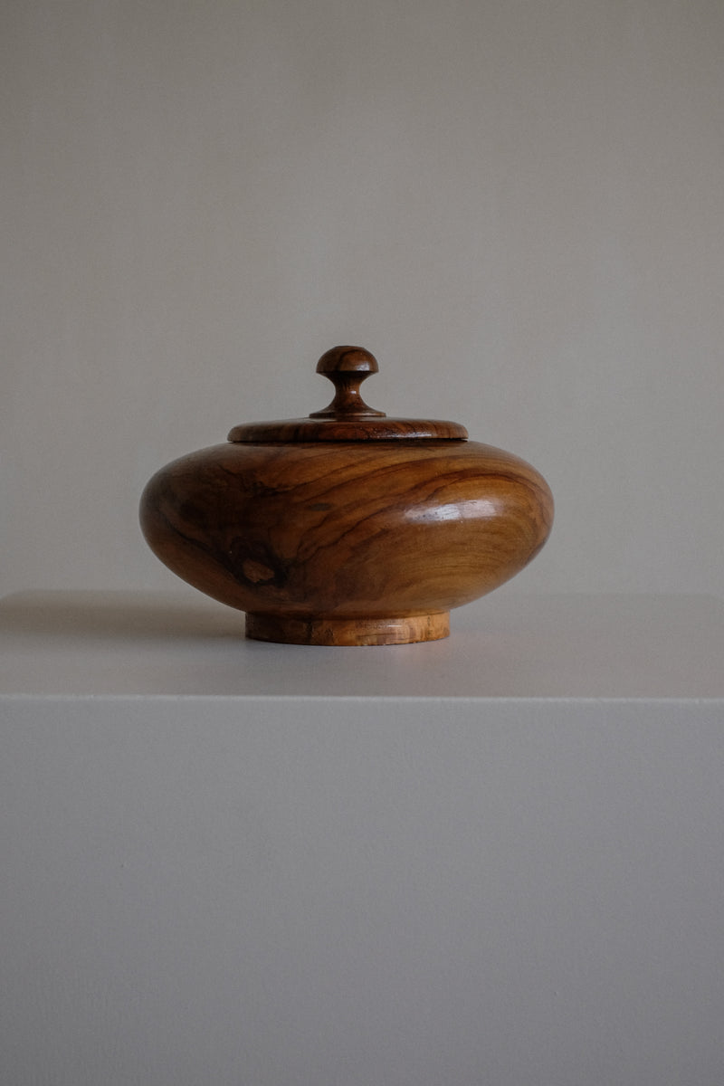 Handcrafted Wooden Lidded Bowl — detail view