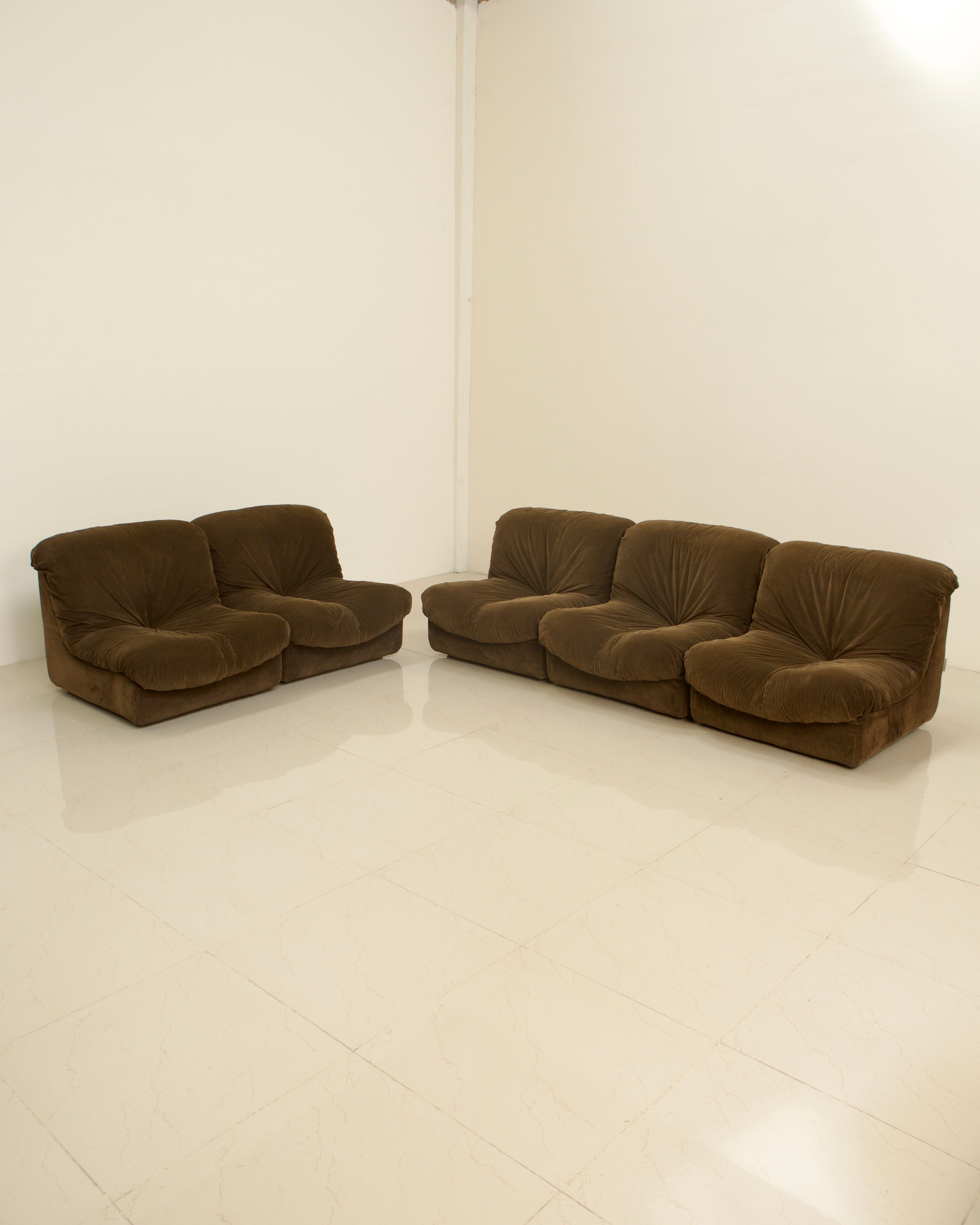 Brown velvet modular sofa set by Stilgamma, 1970s design