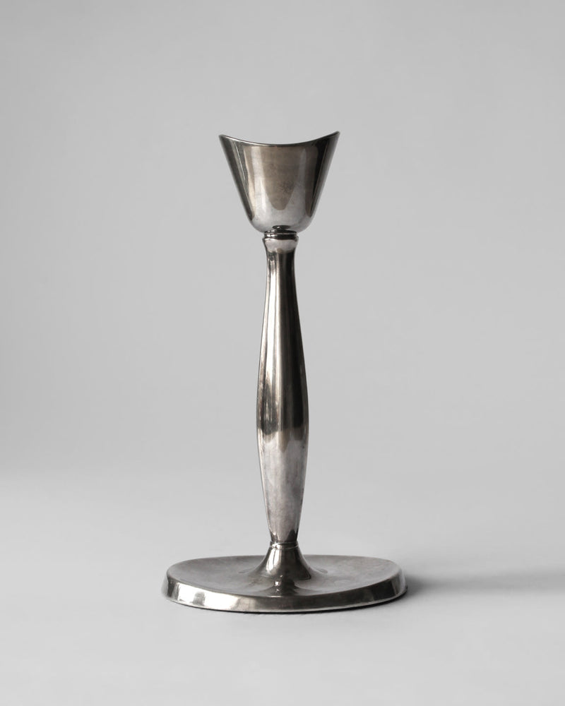 Silver plated candlestick with elegant stem by Cohr Denmark 1960s