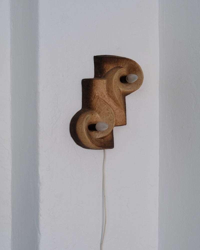 Brutalist Ceramic Wall Sconce, Netherlands, 1960s by Veter Vintage | The Oblist — handcrafted ceramic, earthy tones