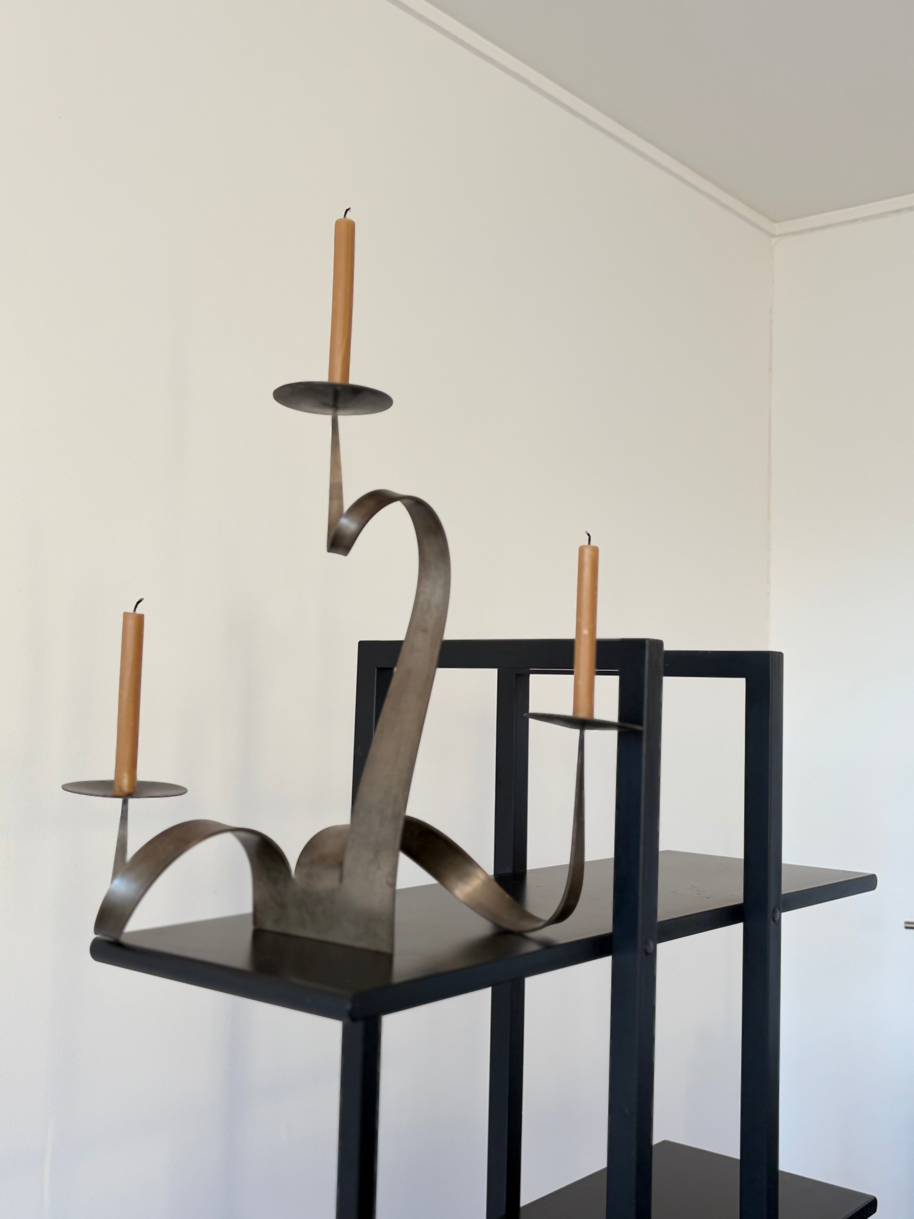 Modernist Steel Atelier candelabra, 1970s — detail view