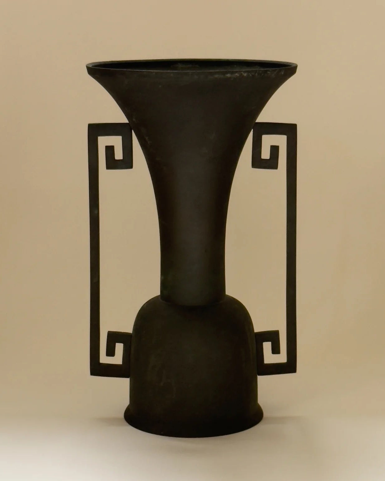 Antique Japanese Bronze Vase with Square Spiral Handles, 1800s