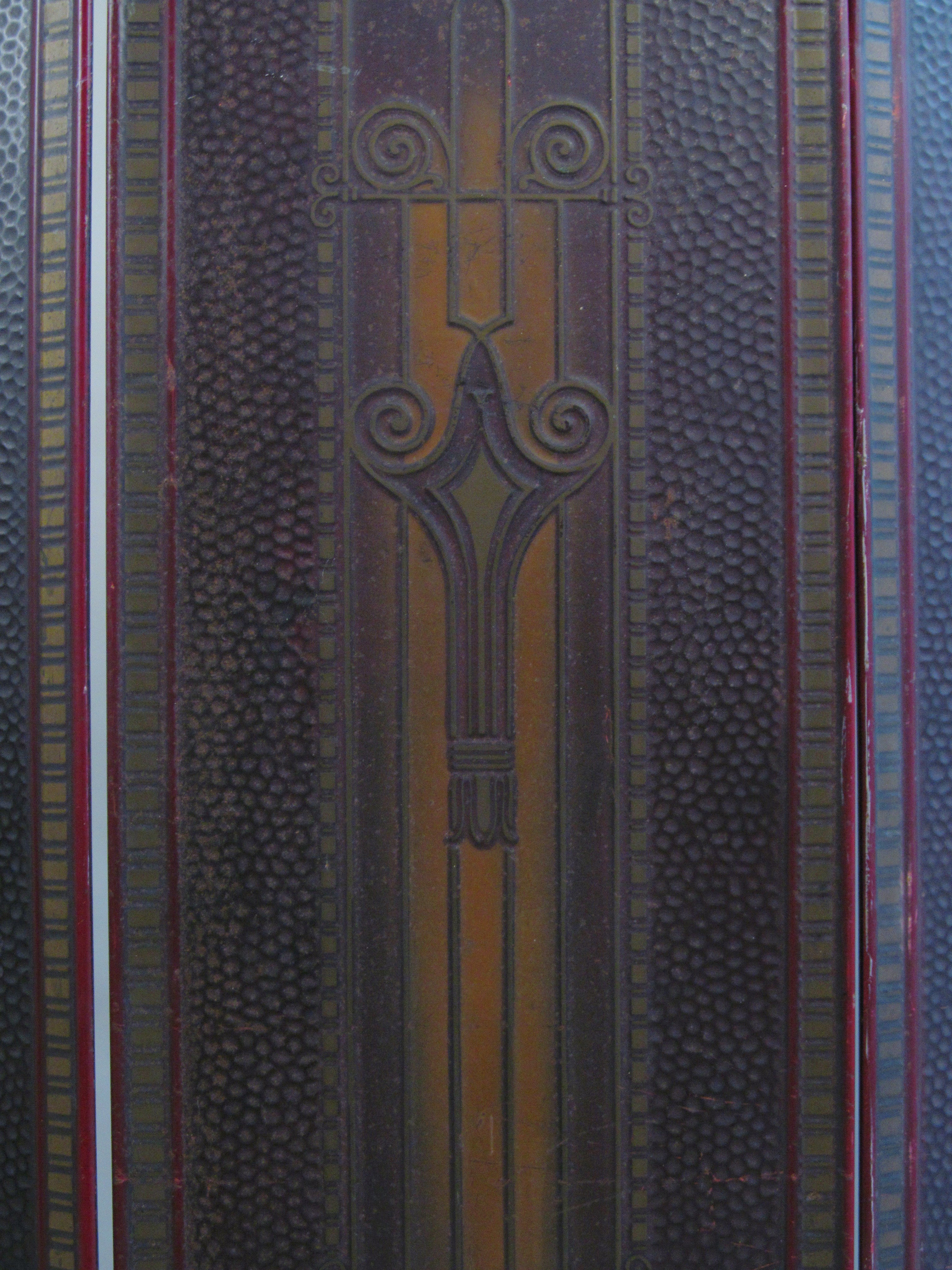 Jugendstil Folding Screen Early 20th century — close-up of patterned wood surface