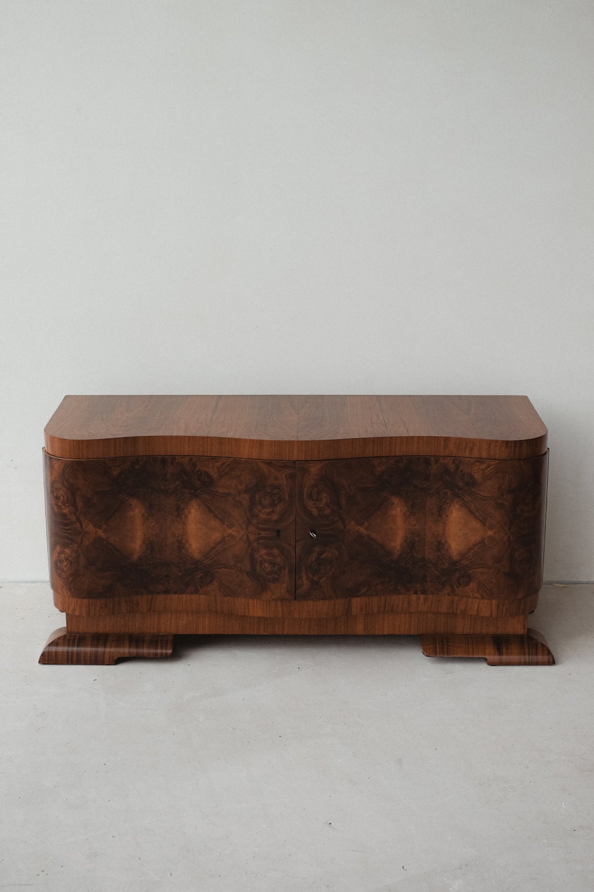 Elegant Art Deco Burr Walnut Cabinet by septembre studios | The Oblist
