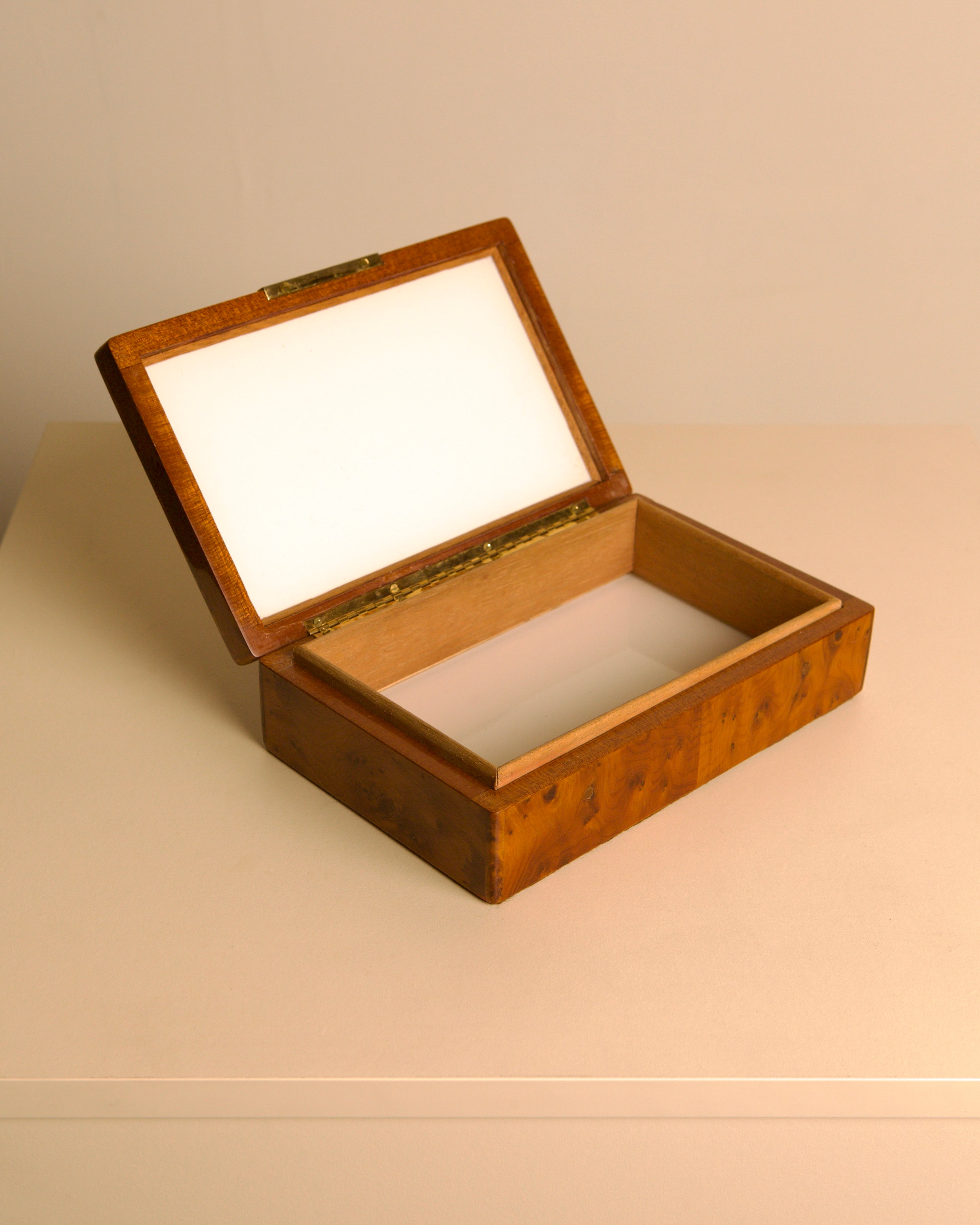 Burl elm box, Italy, 1980s — lifestyle setting