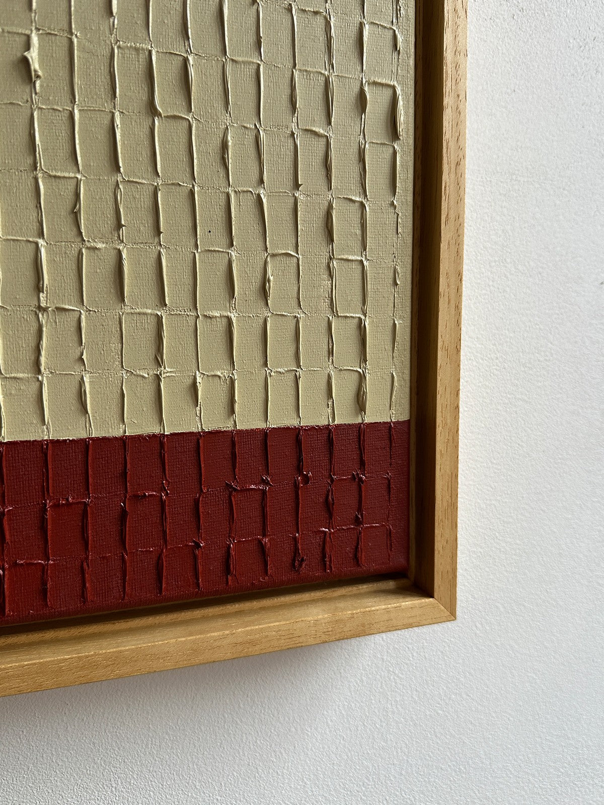 Buff Red - Signature' Painting — side angle showing textured surface and frame