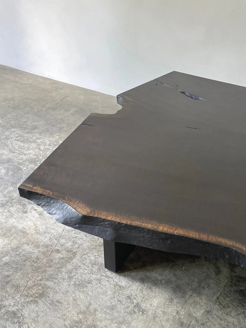 Walnut Slab Low Table — close-up of dark wood surface detail