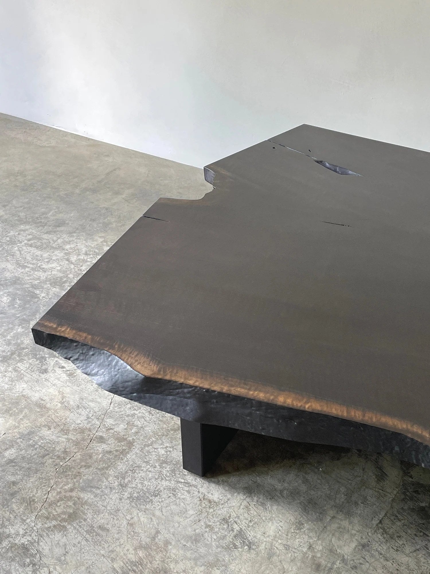 Walnut Slab Low Table — close-up of dark wood surface detail