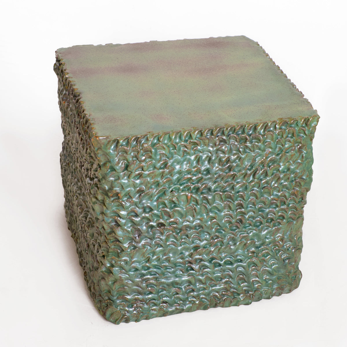 Casa - green textured ceramic side table — alternate view