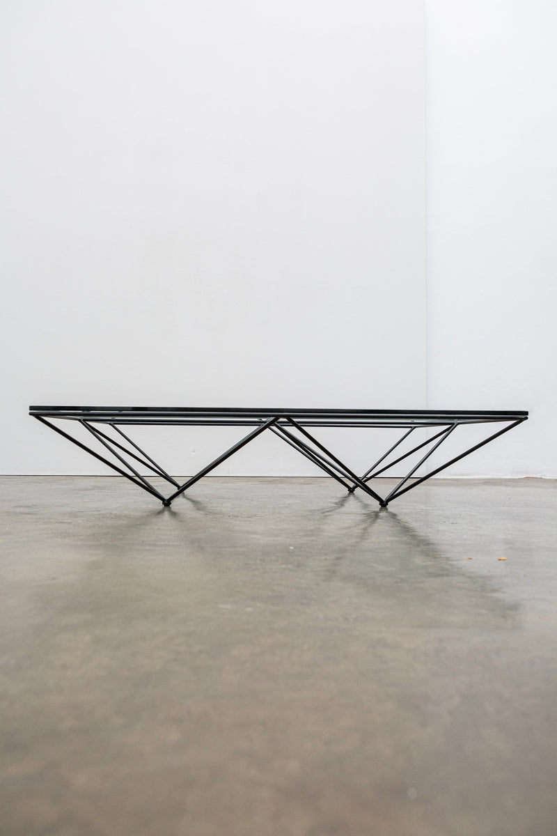 Alanda Coffee Table by Paolo Piva for B&B Italia, c.1980 — side view highlighting black metal frame