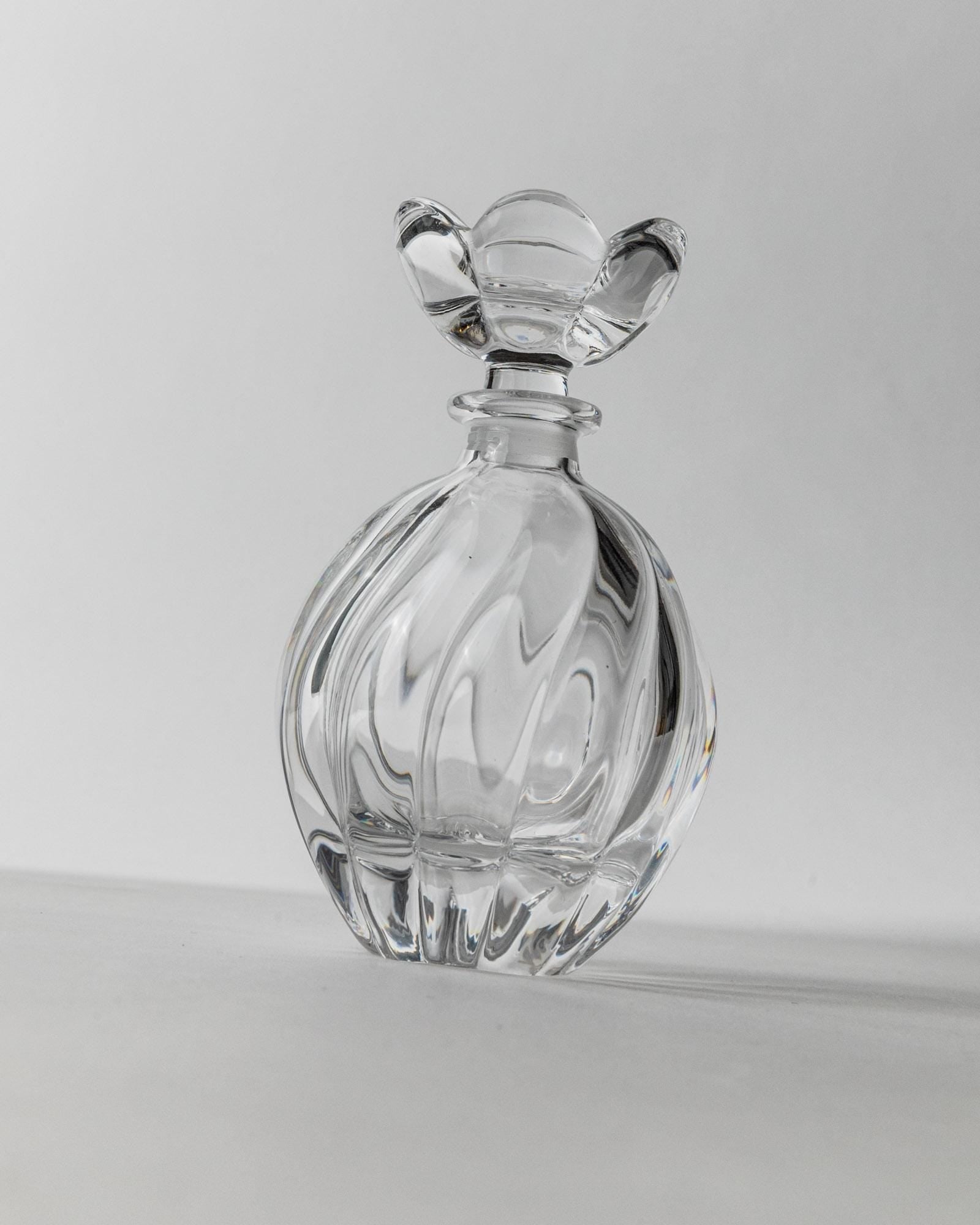 1950s Murano Glass Perfume Bottle — side angle showing clear glass swirls