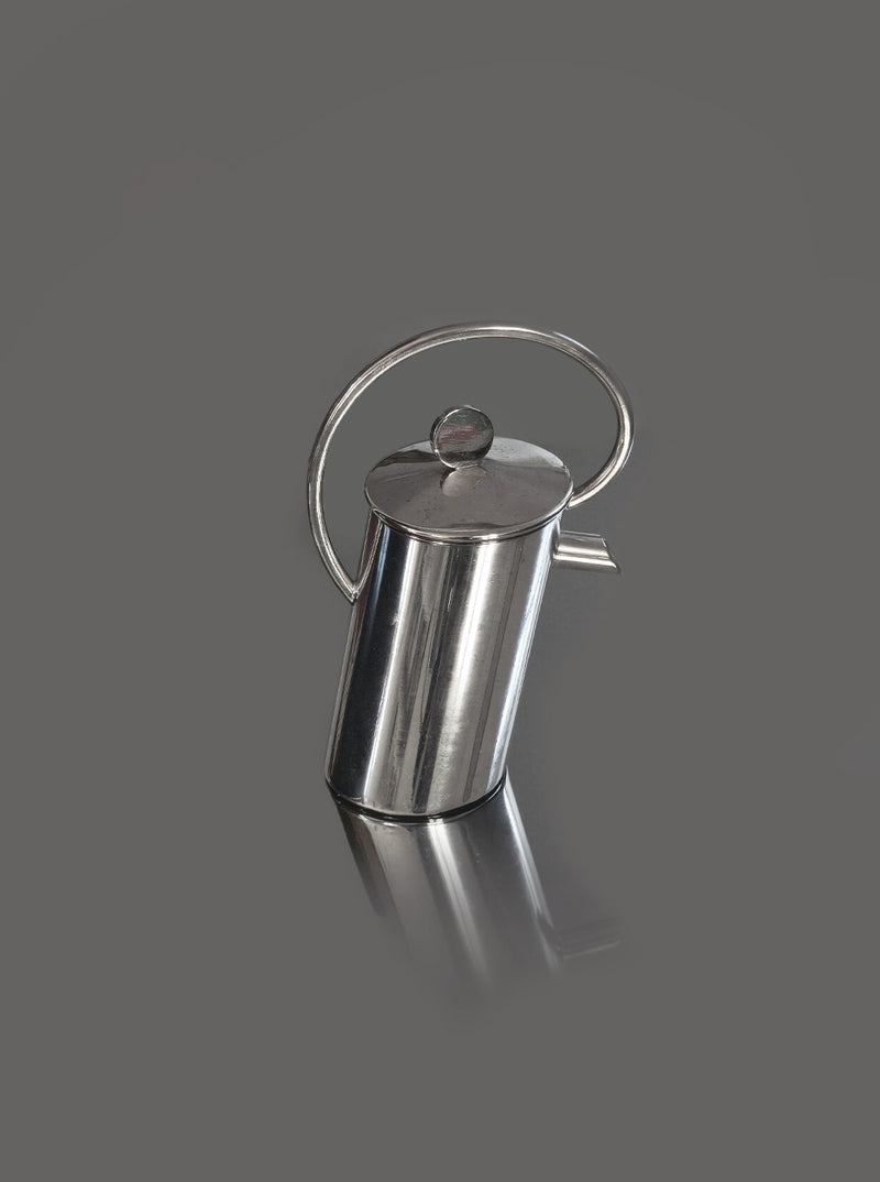 Silver-plated coffee pot with curved handle, Italian 1980s design