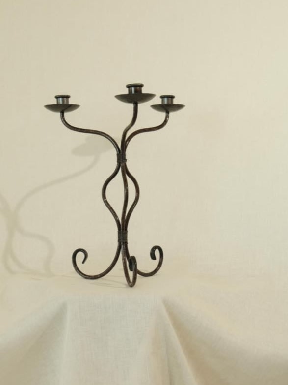 Vintage Candle Holders in Iron — side angle