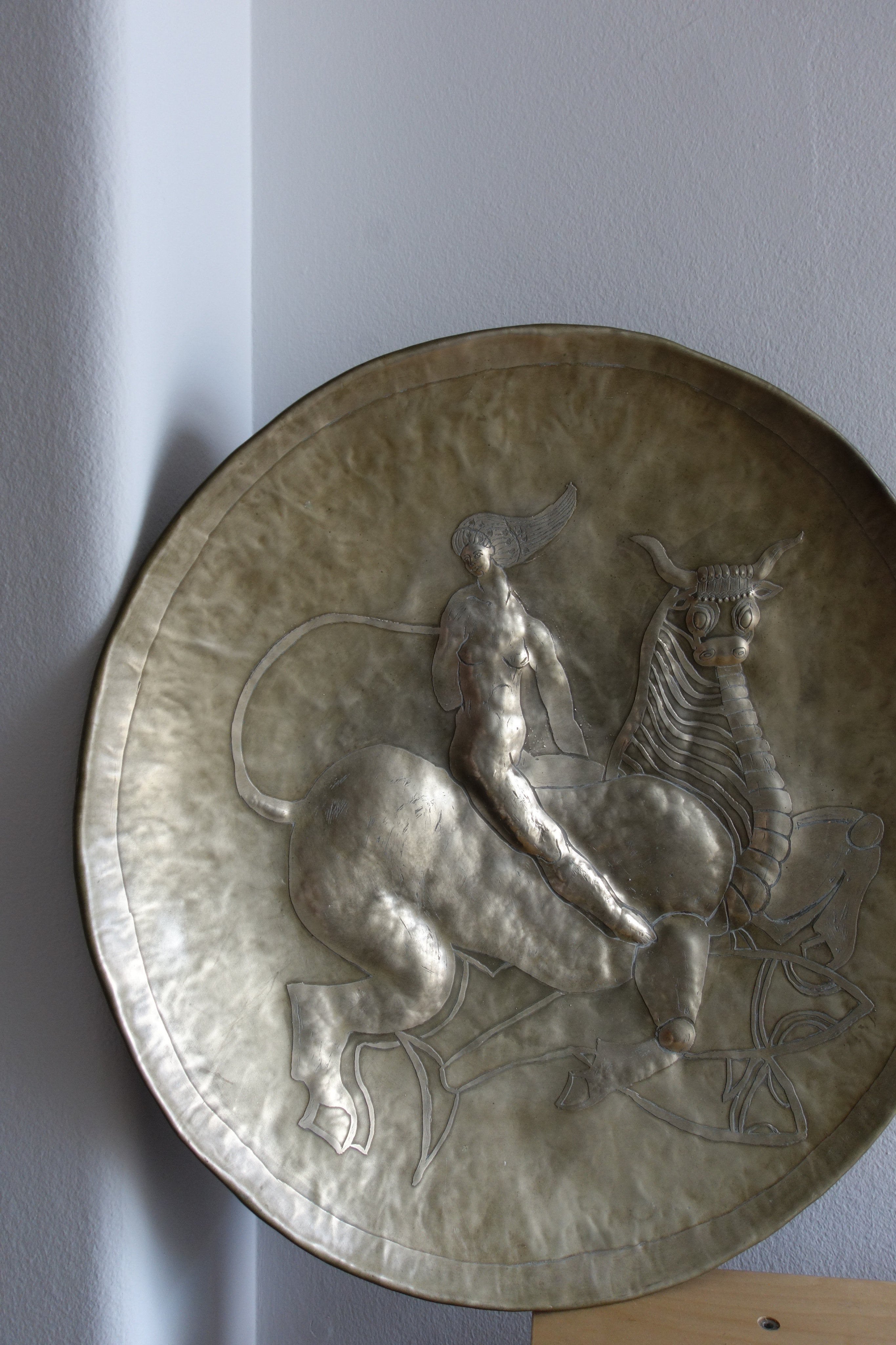 Brutalist large scale repousse wall plate, Spain, 1978 — alternate view