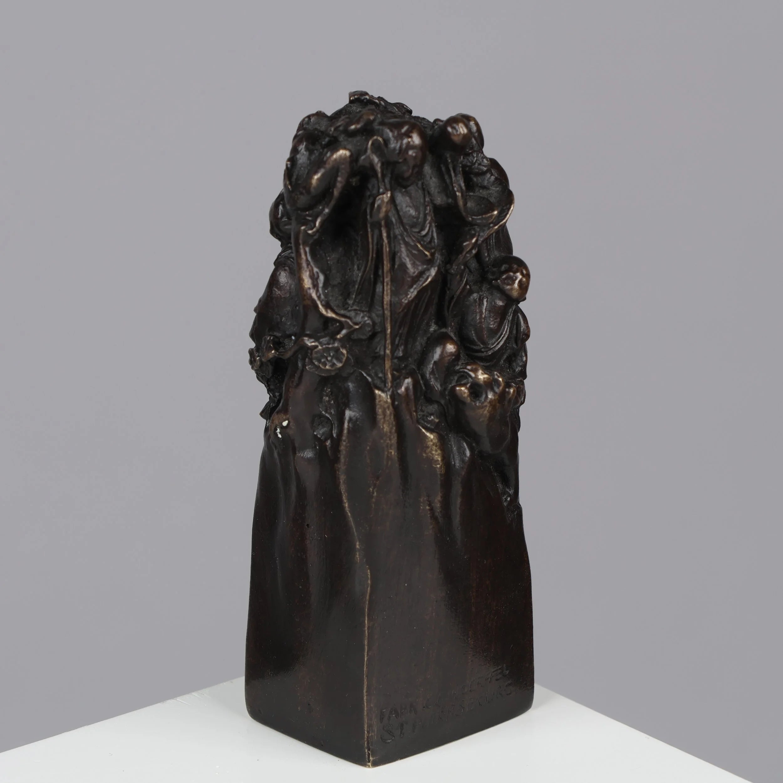 Bronze sculpture of 'Monks on a Mountain', by C.F. Woerffel — lifestyle setting