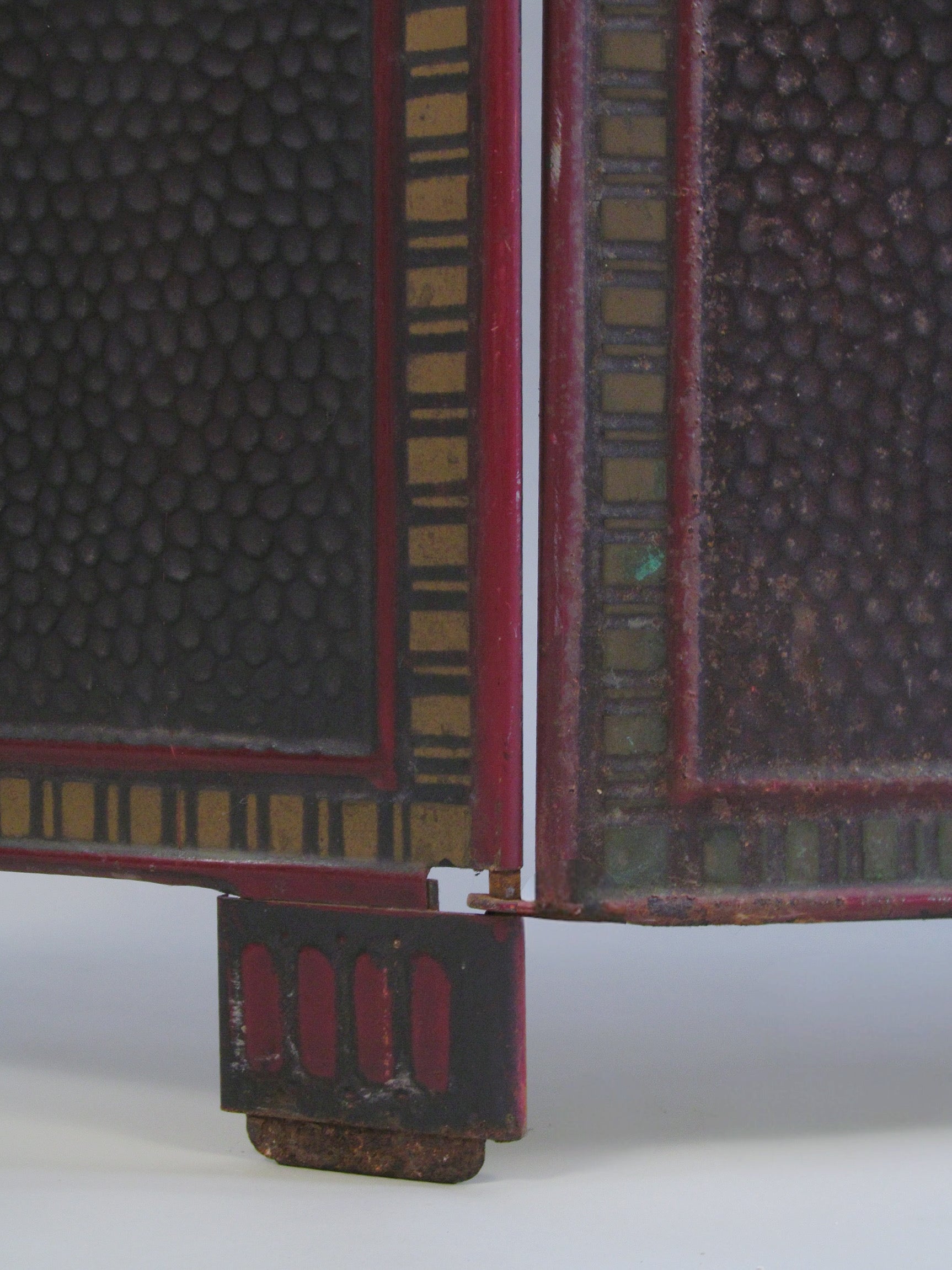 Jugendstil Folding Screen Early 20th century — close-up of painted metal detail