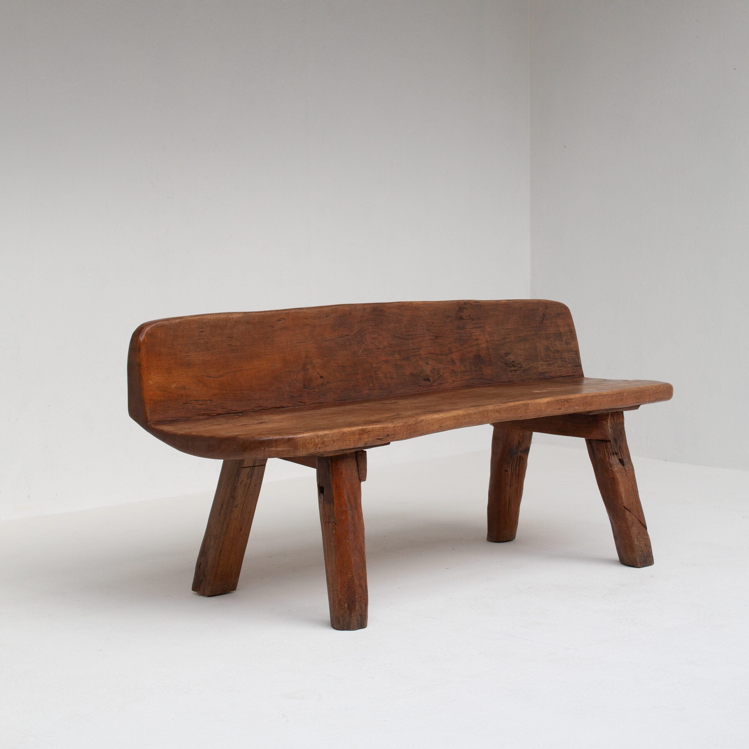 Rustic Wooden Bench — side angle showing handcrafted wooden design