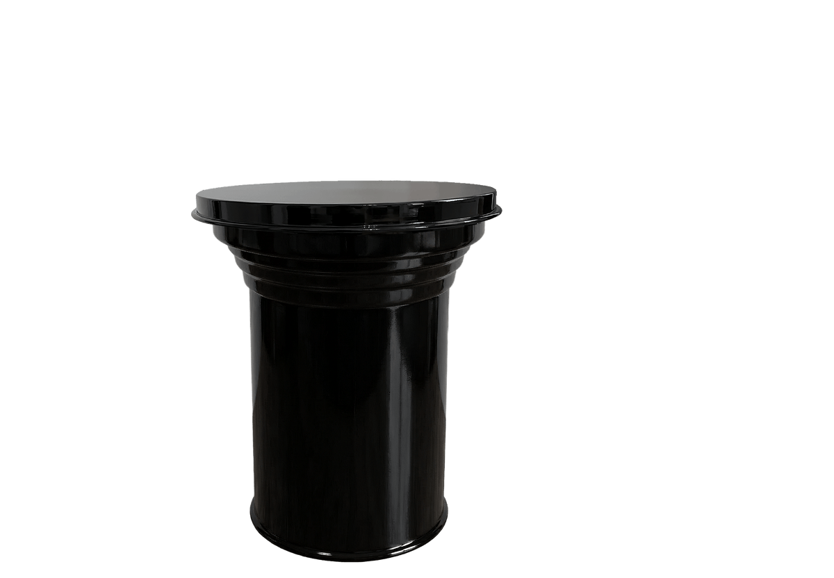 Small Glossy Black Metal Side Table in Aluminium — lifestyle setting