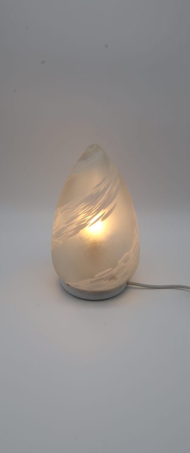 Vintage Murano Swirl Glass Egg Table Lamp – Italy, 1970s — lifestyle setting