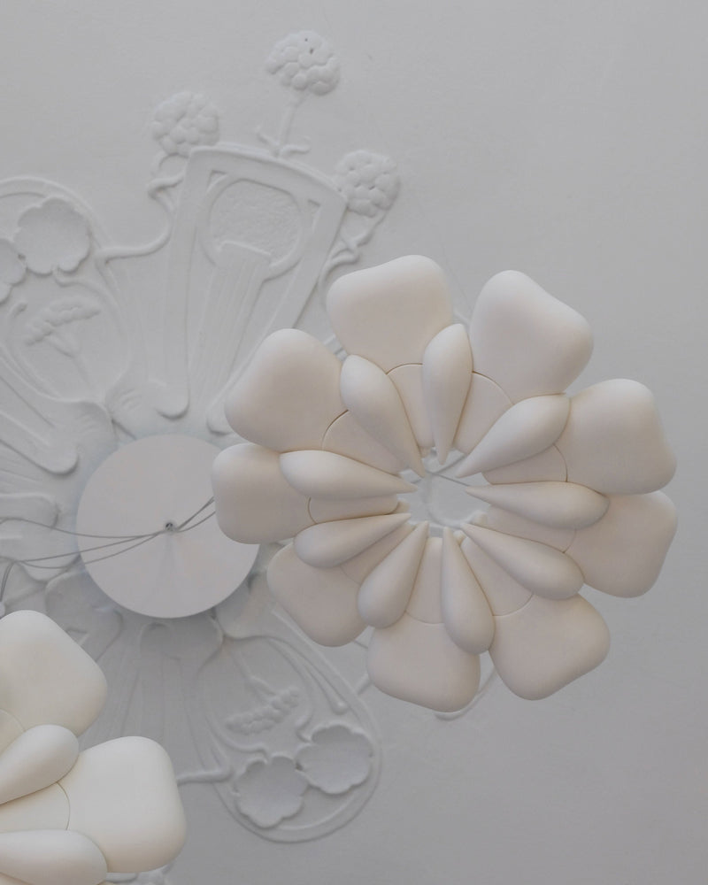 Pelagi' Pendant Light — close-up of white ceramic petals
