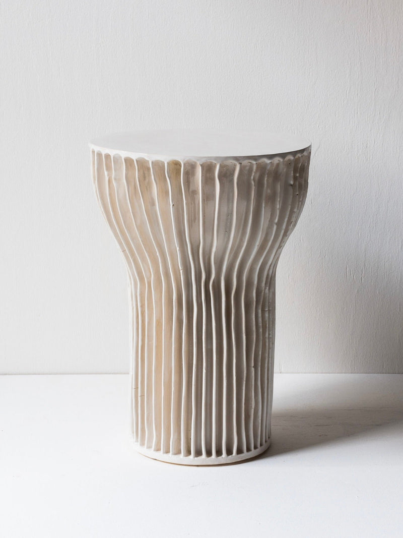 Persephone' Side Table — close-up of textured ceramic surface