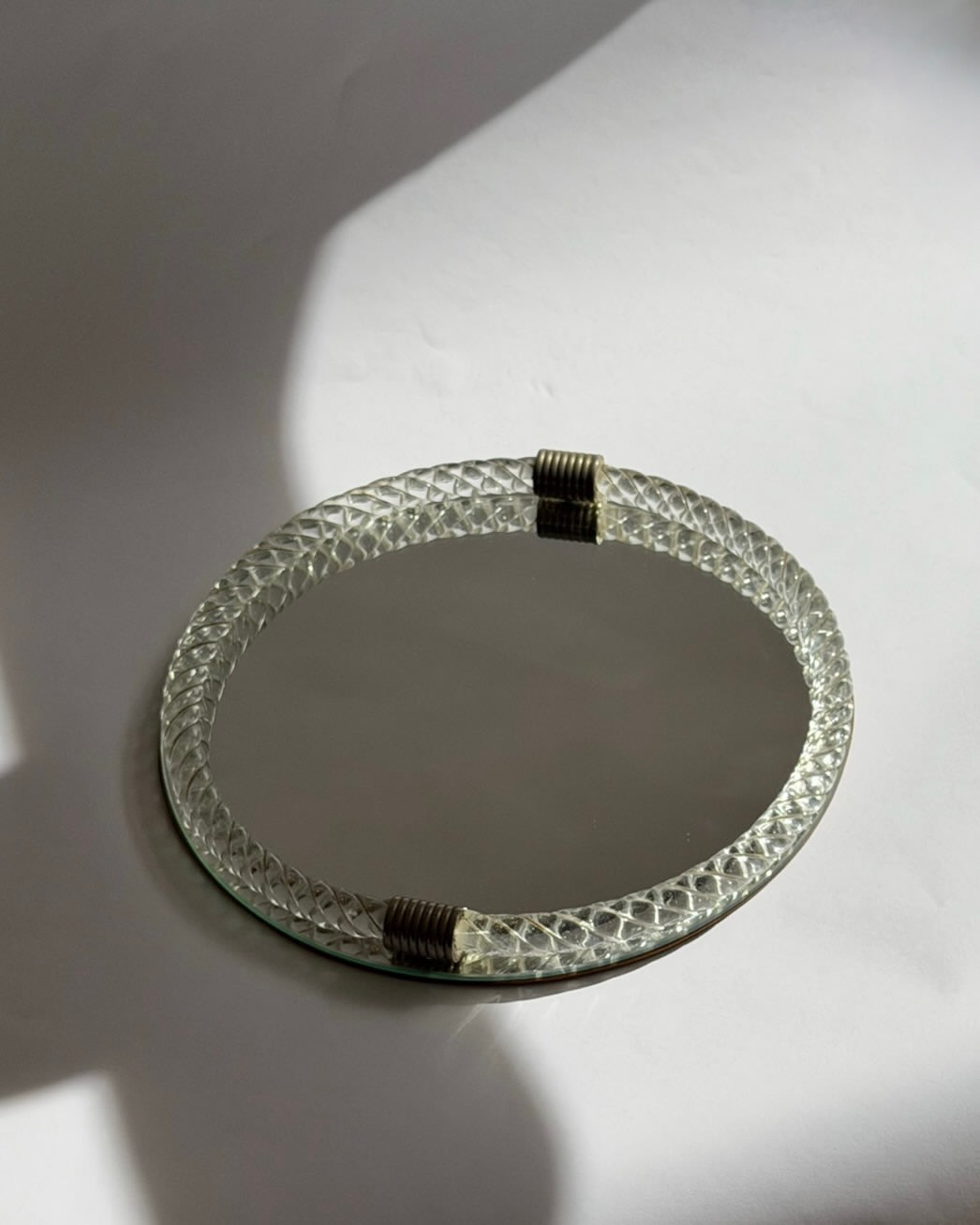 Vintage Italian wall mirror with twisted Murano glass frame by Millefiori Interior | The Oblist