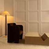 Wood lacquered coffee table - Italy — angled view in modern living room