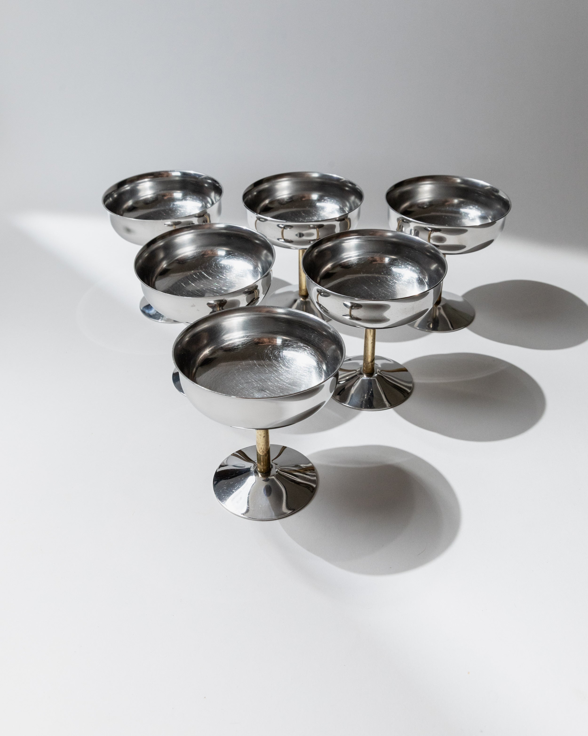 Set of 6 Champagne Coupes with Golden Stem, Italy 1970s