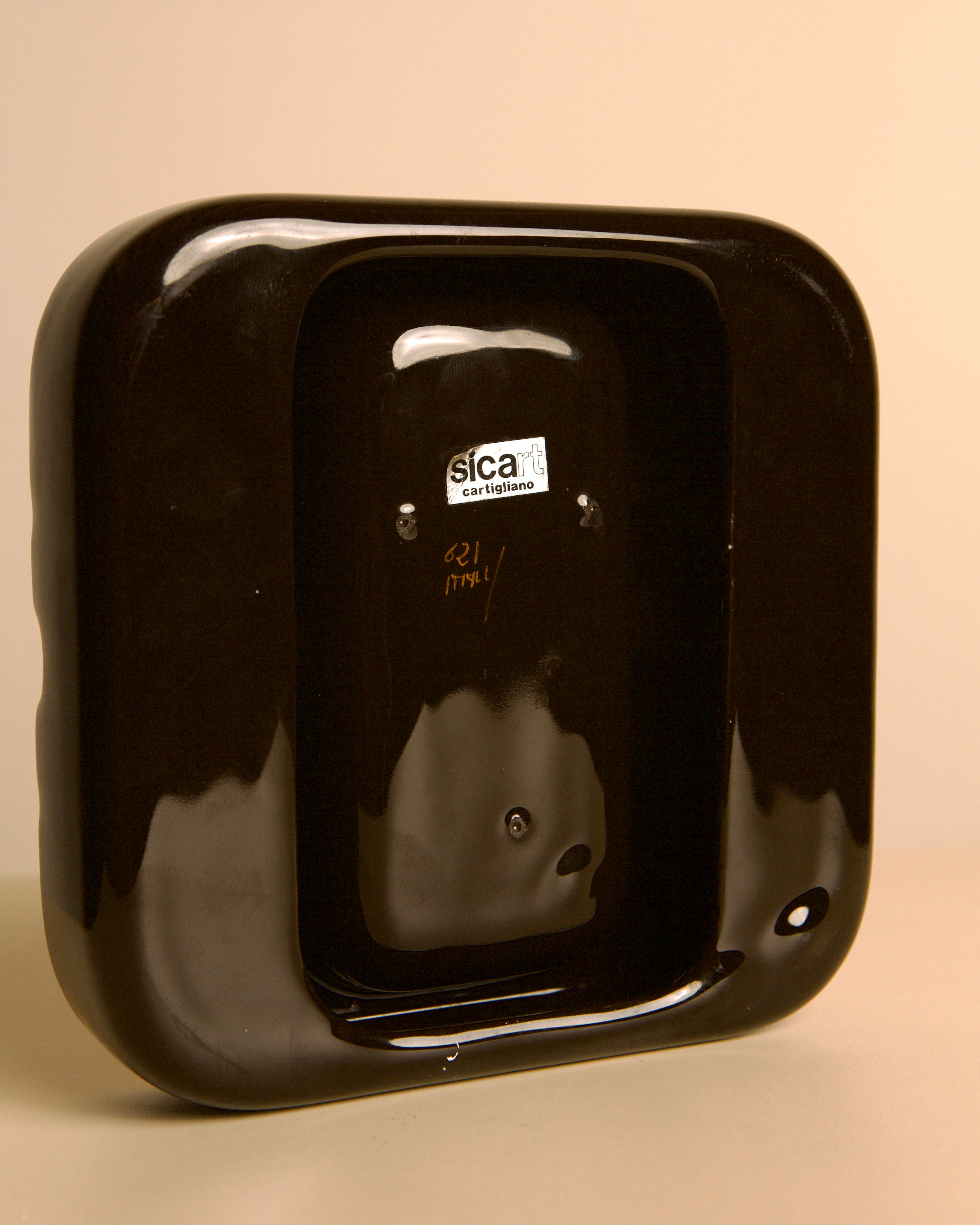 Italian Brown Ceramic Ashtray by Sicart Cartigliano, 1960s — close-up