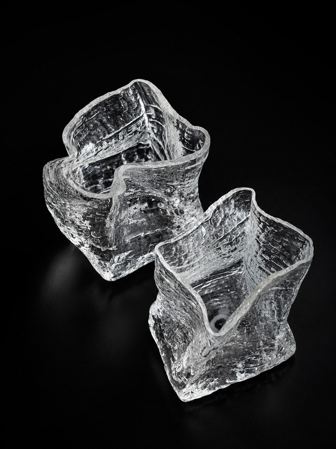 Sculptural Textured Glass Cups, Set of 2 — lifestyle setting