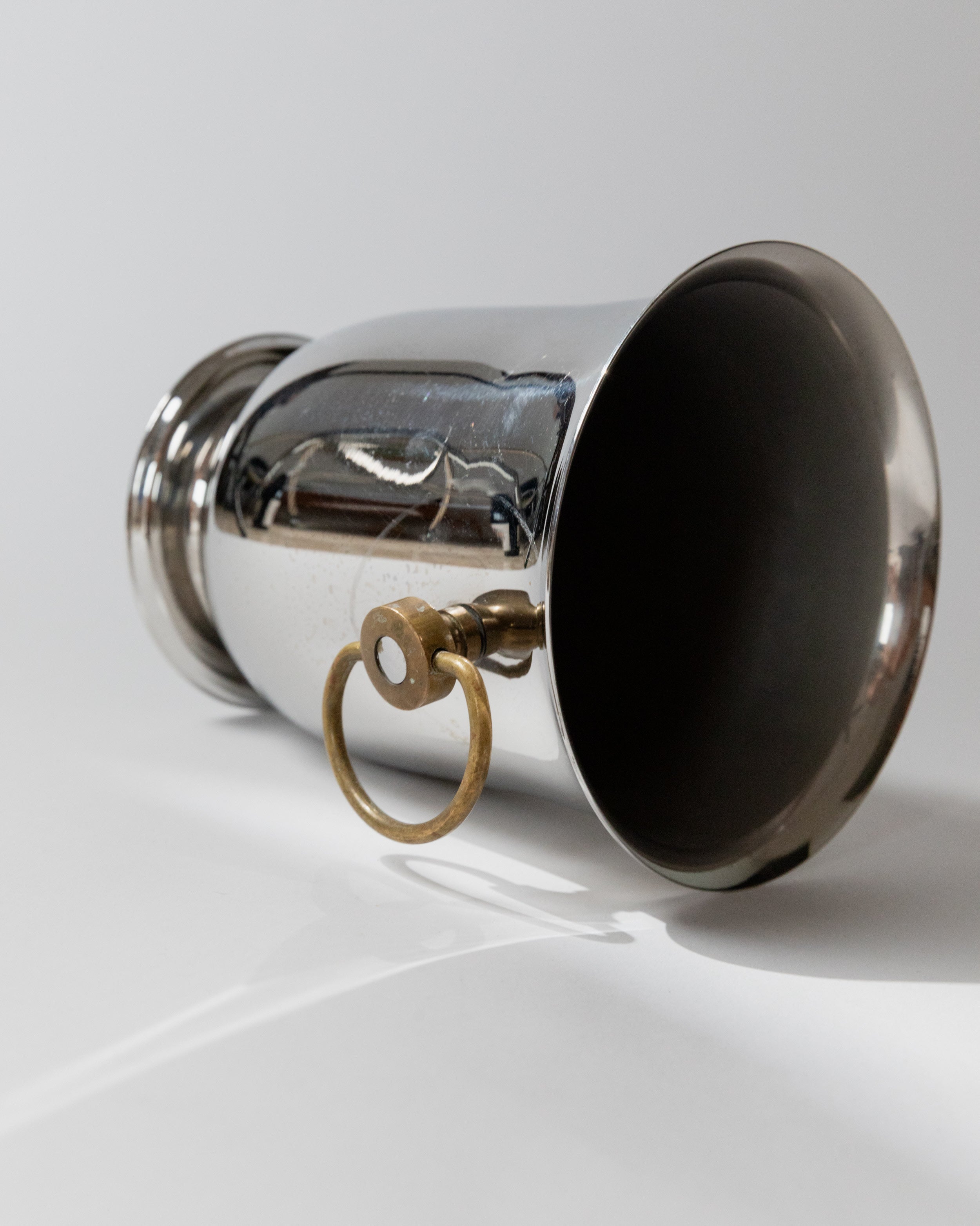 Chrome wine cooler with brass ring detail by Jean Couzon 1980s