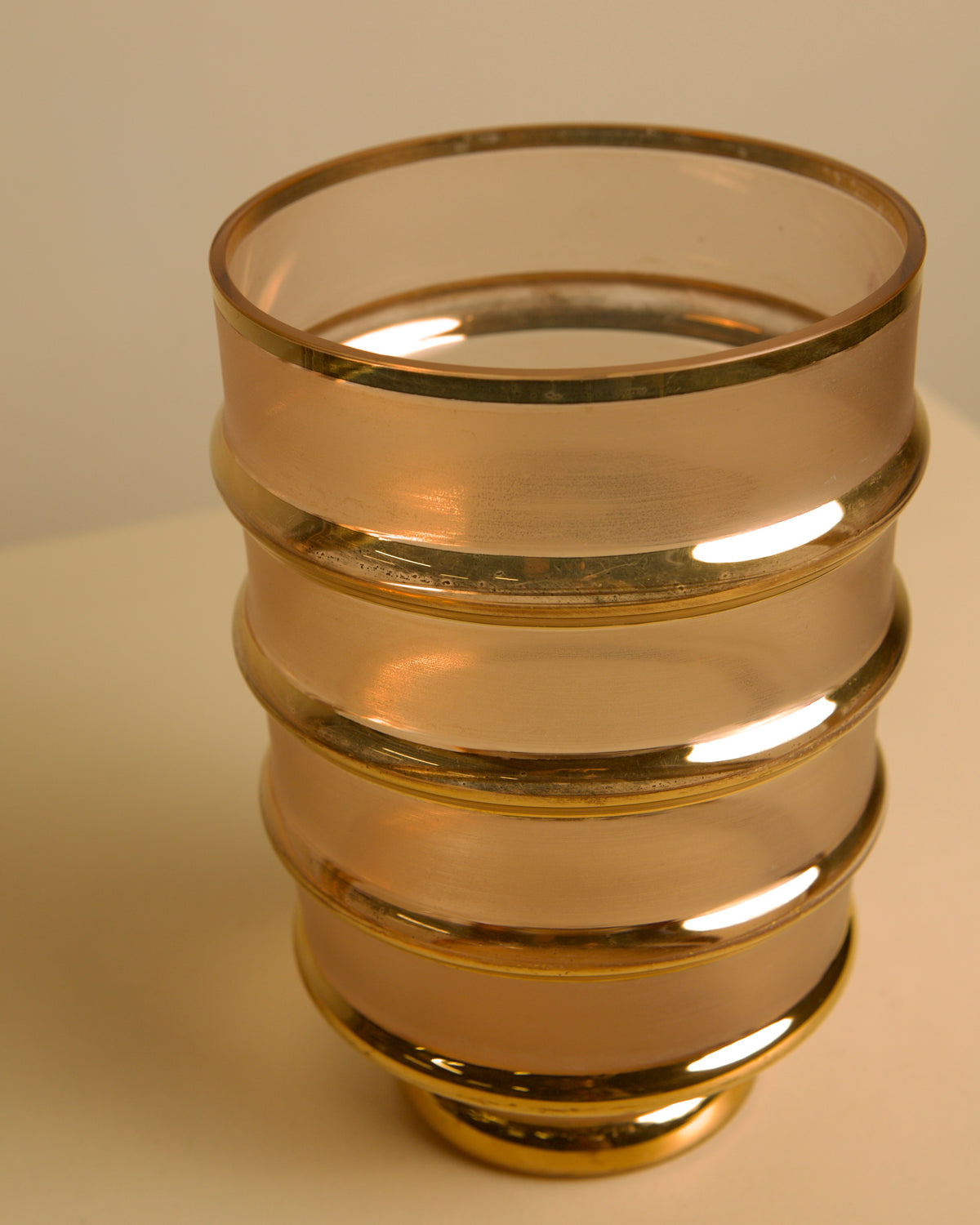 Italian opaque glass vase with patinated gilding, 1960s — side angle