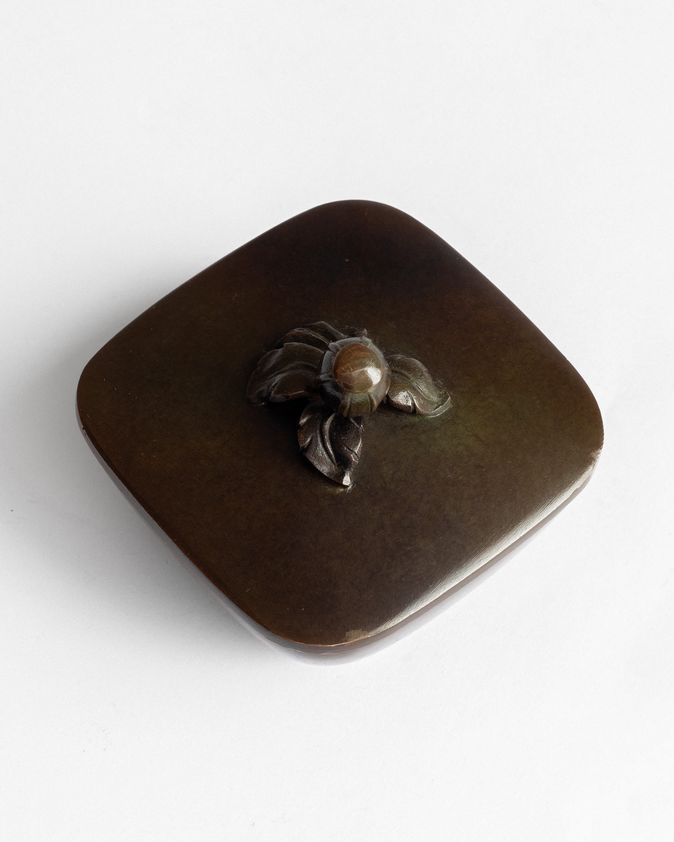 Art Deco Bronze Trinket Box by GAB, Sweden, 1930s — close-up