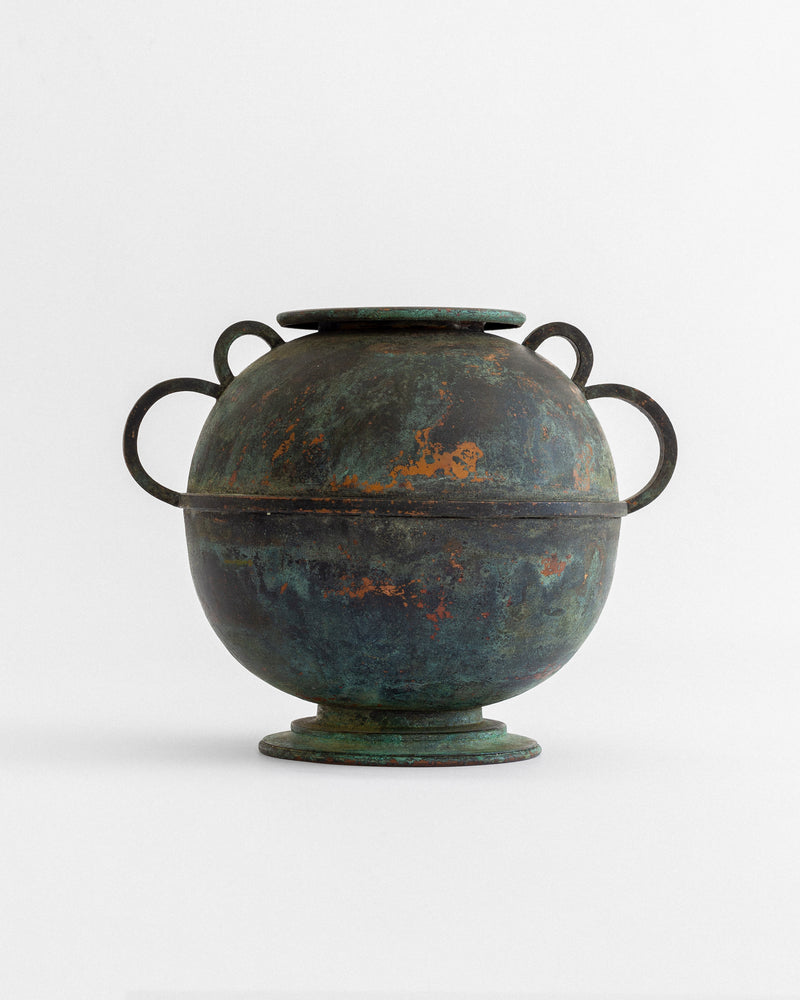 Rustic Vintage Vase with Verdigris Patina by Spigel | The Oblist