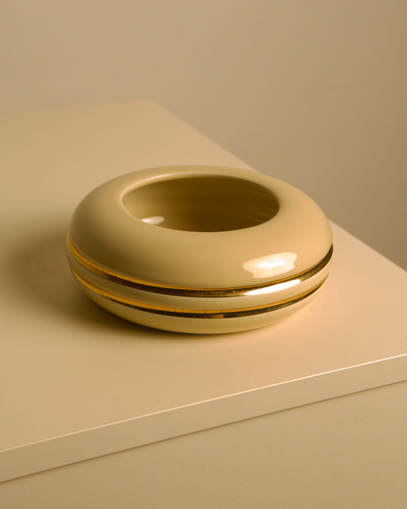 Italian ceramic cream and gold 60's pocket emptier by Treaptyque | The Oblist — handcrafted ceramic design