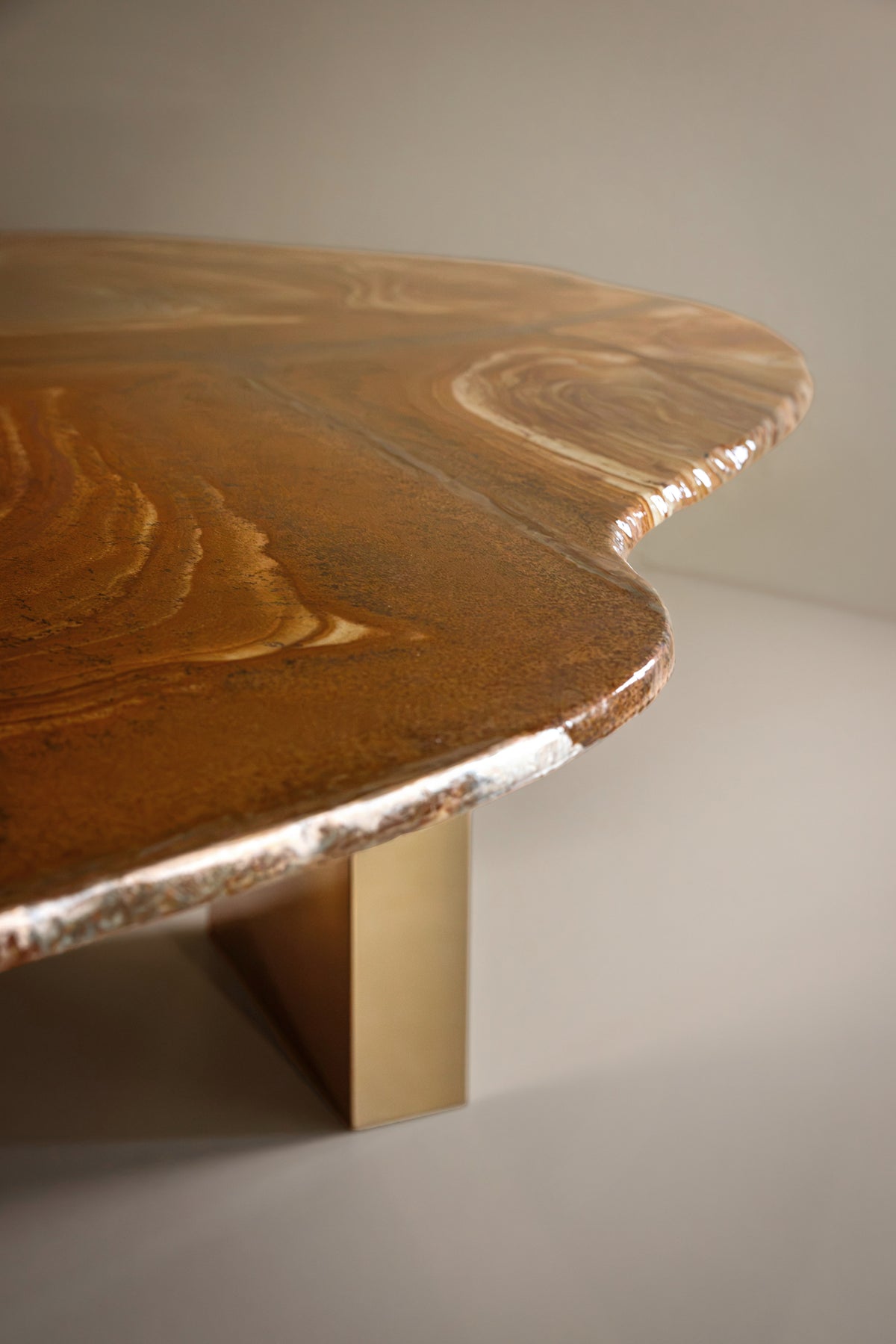 PALOMINO Marble Dining Table - Contemporary dining table in metal and stone — side angle
