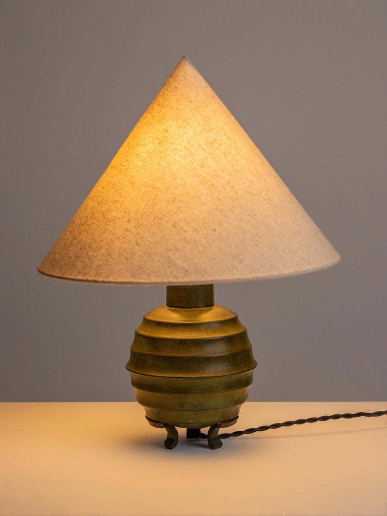 Art Deco Ribbed Metal Table Lamp — alternate view