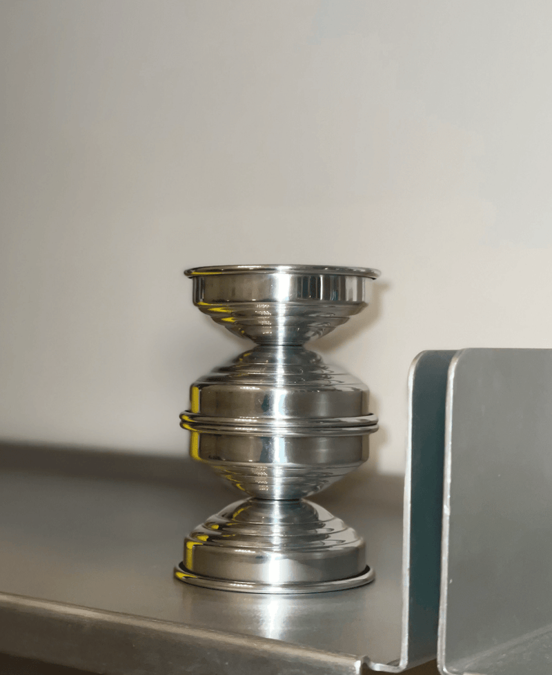 Metal Candle Holders in Polished Aluminum by CASPAL | The Oblist — polished aluminum finish