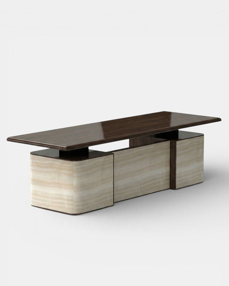Holly Ivory Onyx And Wood Desk by Marbera | The Oblist