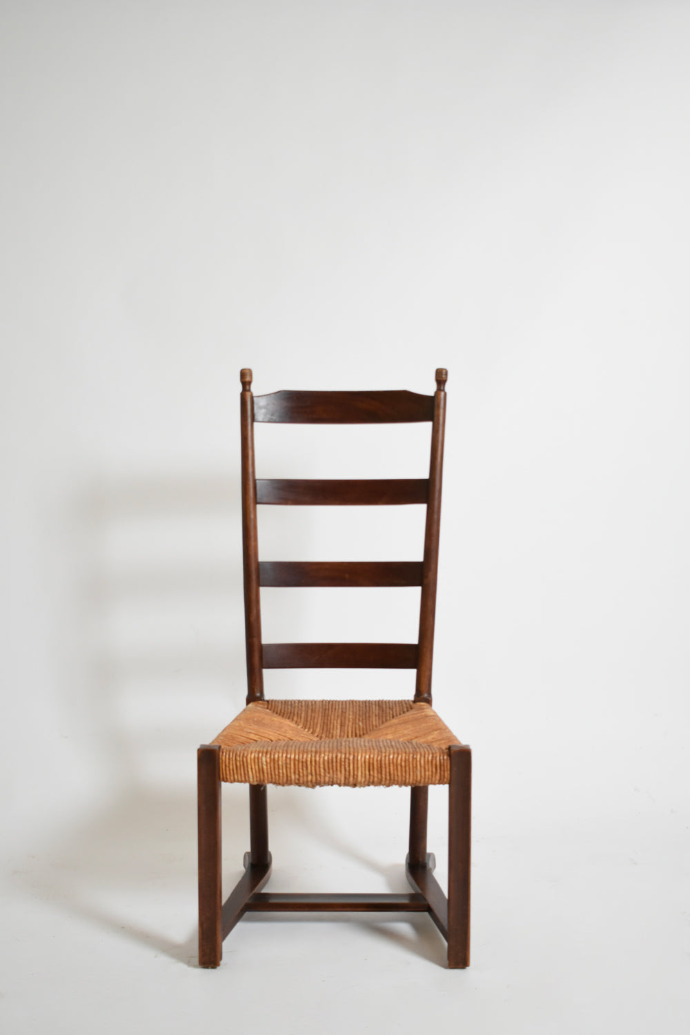 Wood and Straw Low Chair, 1950s — side angle