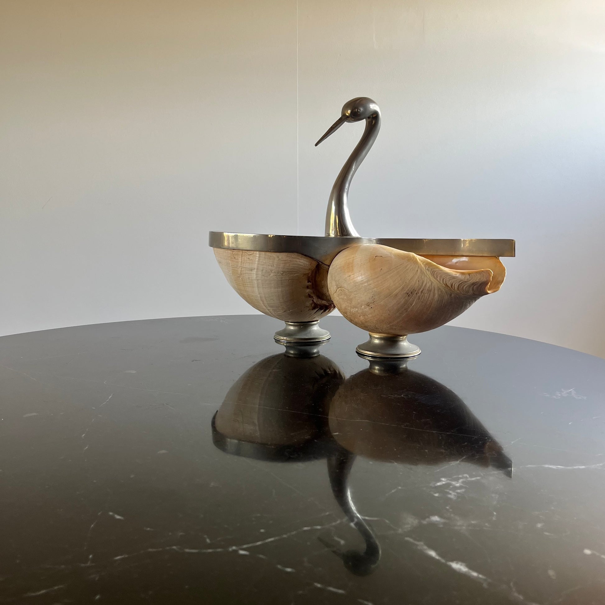 Shell Swan Centrepiece, attr. Gabriella Binazzi, Italy c.1970 by Maud Vaughan | The Oblist