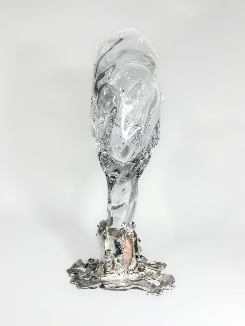 Jewelled Goblet no. 3 x Lindsey Fontijn — close-up of clear glass with silver base
