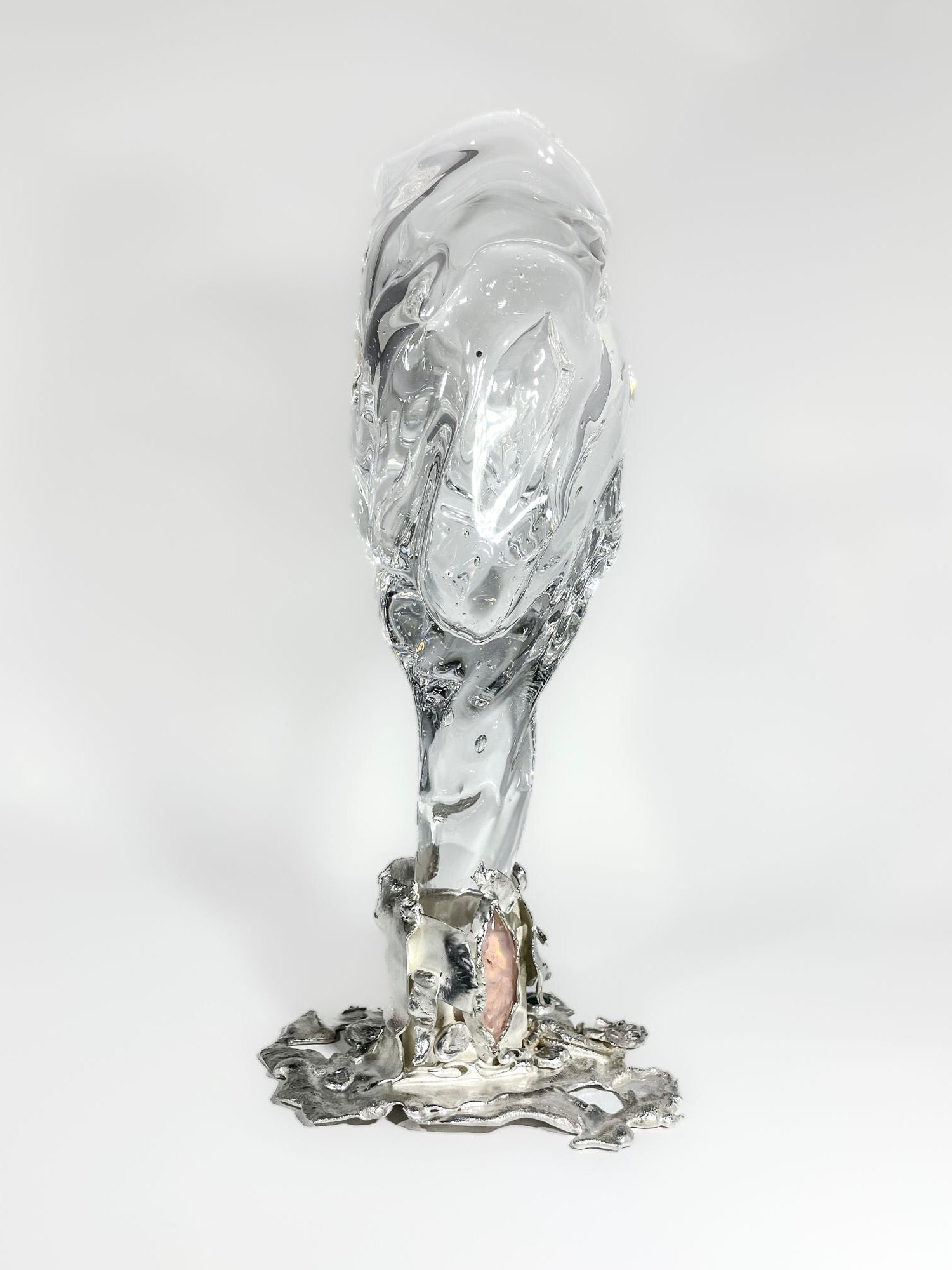 Jewelled Goblet no. 3 x Lindsey Fontijn — close-up of clear glass with silver base